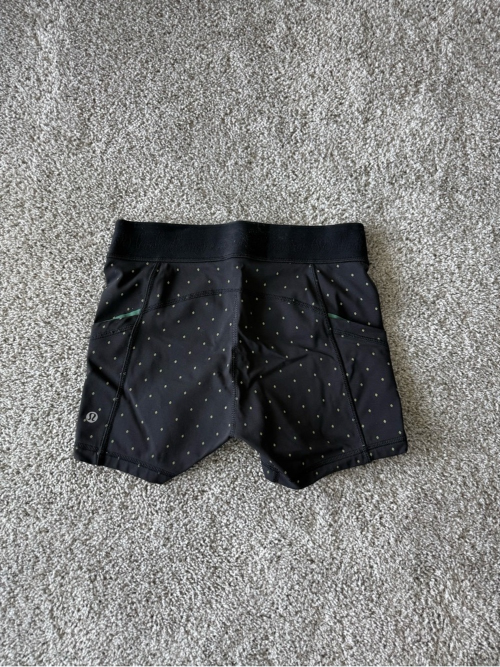 lululemon athletica Black Bike Shorts with Gold Dot Print